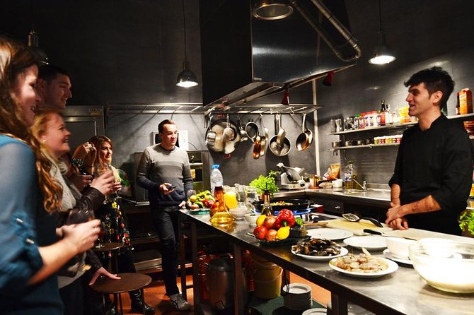 Barcelona Interactive Spanish Cooking Experience - El Born’s cooking school setup: open kitchen, big-table learning