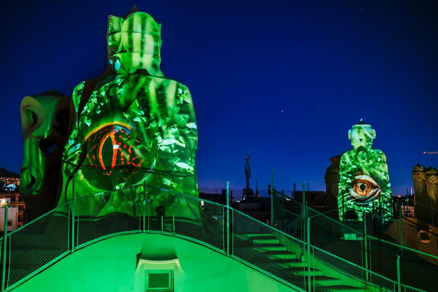 Barcelona: La Pedrera Night Experience - Rooftop video mapping and panoramic views over L’Eixample