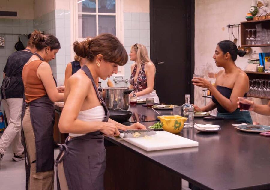 Barcelona: Paella & Tapas Cooking Class with Sangria - The Open Kitchen Setup, Sofas, Music, and Why It Works