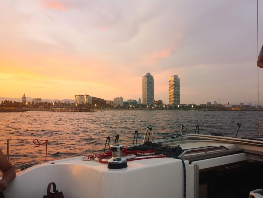 Barcelona: Sunset Sailing Experience with Snacks and Cava - Barcelona skyline from the sea, including Sagrada Familia and Tibidabo