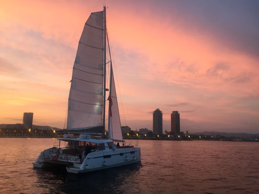 Barcelona: Sunset Sailing Tour with Open Bar & Snacks - Boarding and the quick safety briefing before the skyline reveal