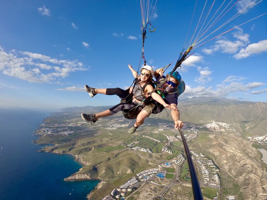 Costa Adeje: Tandem Paragliding Flight with Pickup - Takeoff and the 20-minute sky ride over South Tenerife
