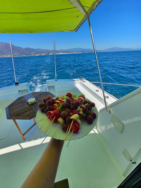 Estepona: Dolphins Searching Sea Cruise with Drink & Snacks - Snacks, Drinks, and Bluetooth Music, the On-Deck Vibe