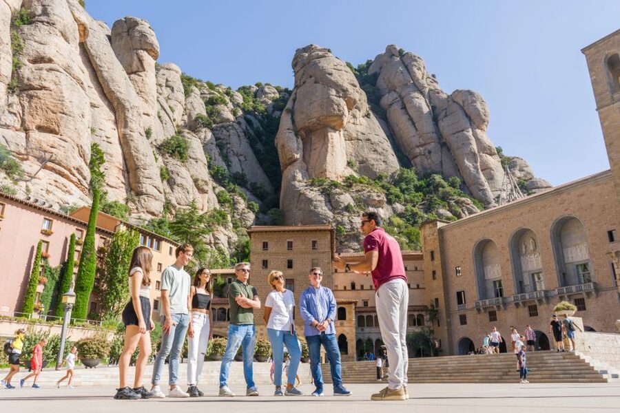 From Barcelona: Half-Day Montserrat Small Group Guided Tour - Your guided walk through the monastery area