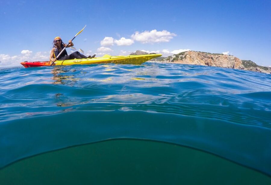 From L'Estartit: Sea Kayaking Tour to the Medes Islands - The safety briefing and the tow boat support