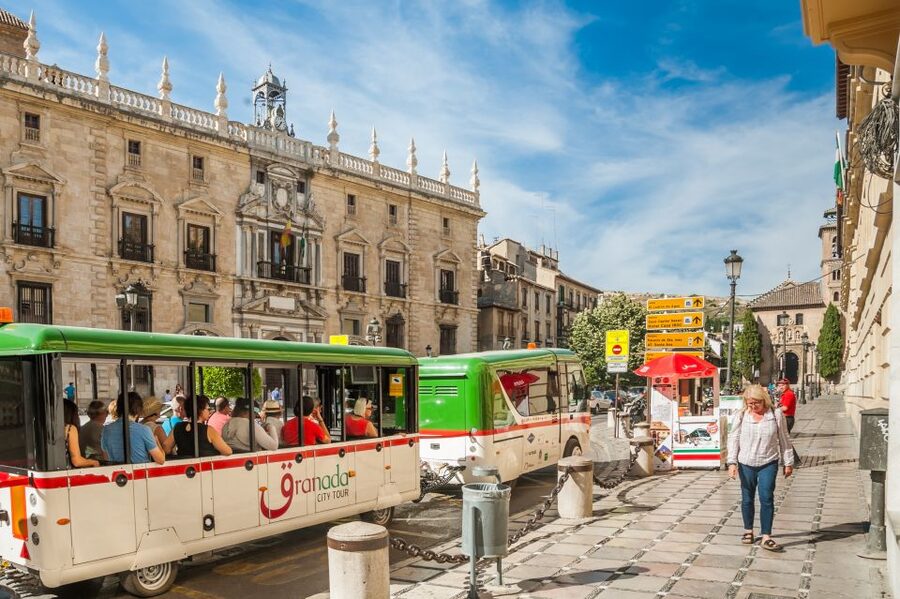 Granada City Train 1 or 2-Day Hop-On Hop-Off Ticket - Stop 3: Plaza Nueva for a coffee and an easy reset