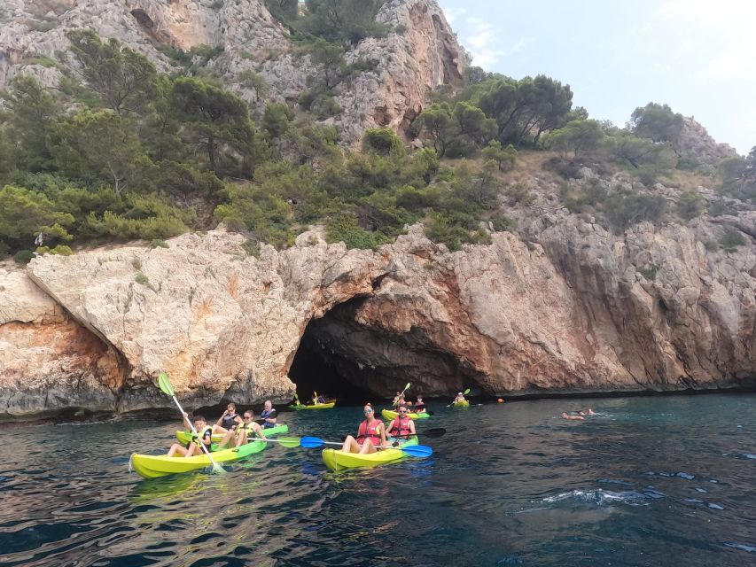Granadella: Caló, Cova Llop Marí, and Ambolo Kayak Trip - Starting at Platja Granadella, then getting on the water fast
