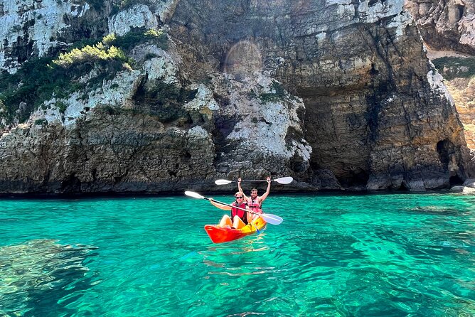 Kayak Paradise: Cala Portixol Snorkel, Cave & Cliff Jumping Tour - Cala Portixol by kayak, with snorkeling built in