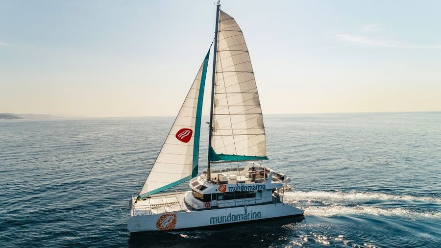 Malaga: Catamaran Sailing Cruise with Swimming & Optional DJ - Sailing Out of Malaga Bay on the Mundo Marino Catamaran