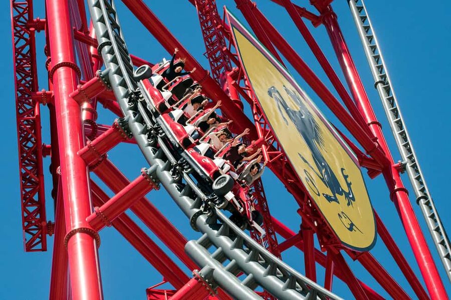 Salou: PortAventura, Ferrari Land, and Caribe Aquatic Entry - PortAventura Park: Shambhala, Dragon Khan, and 40 Daily Performances