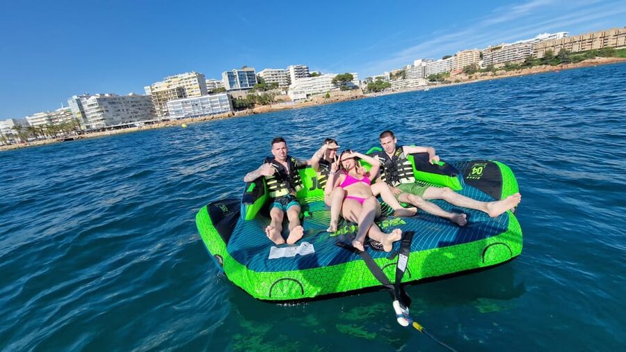 Salou: Private Inflatable Water Sofa Ride - The first moments on the inflatable sofa