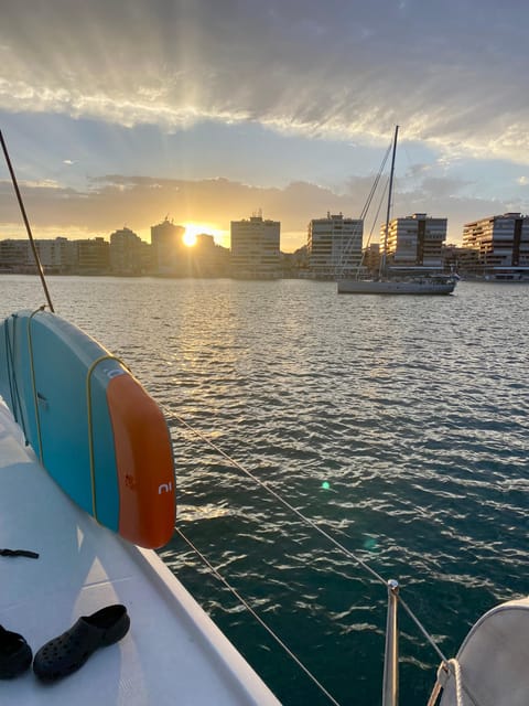 Torrevieja: Costa Blanca Catamaran Cruise - The boat itself: beanbags, netting, and a place to settle in